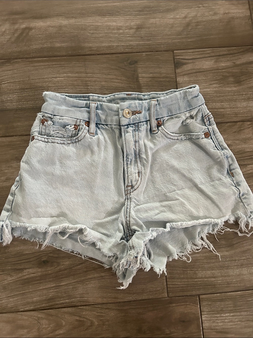 American Eagle Outfitters Light Wash Distressed Denim Cutoff Shorts